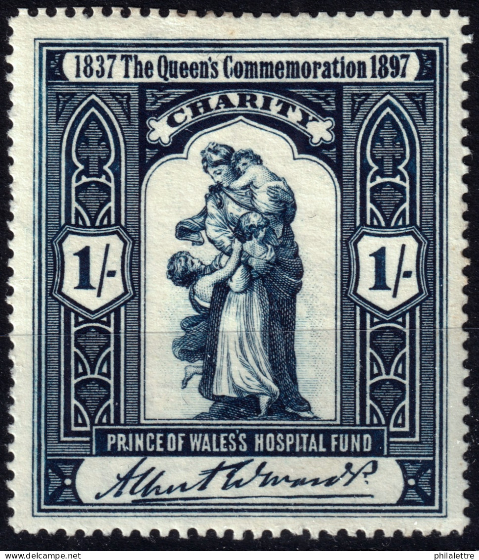 GRANDE-BRETAGNE / GREAT-BRITAIN - 1897 QV Jubilee 1/- Blue Prince Of Wales Hospital Fund Charity Stamp - Mint* - Cinderella