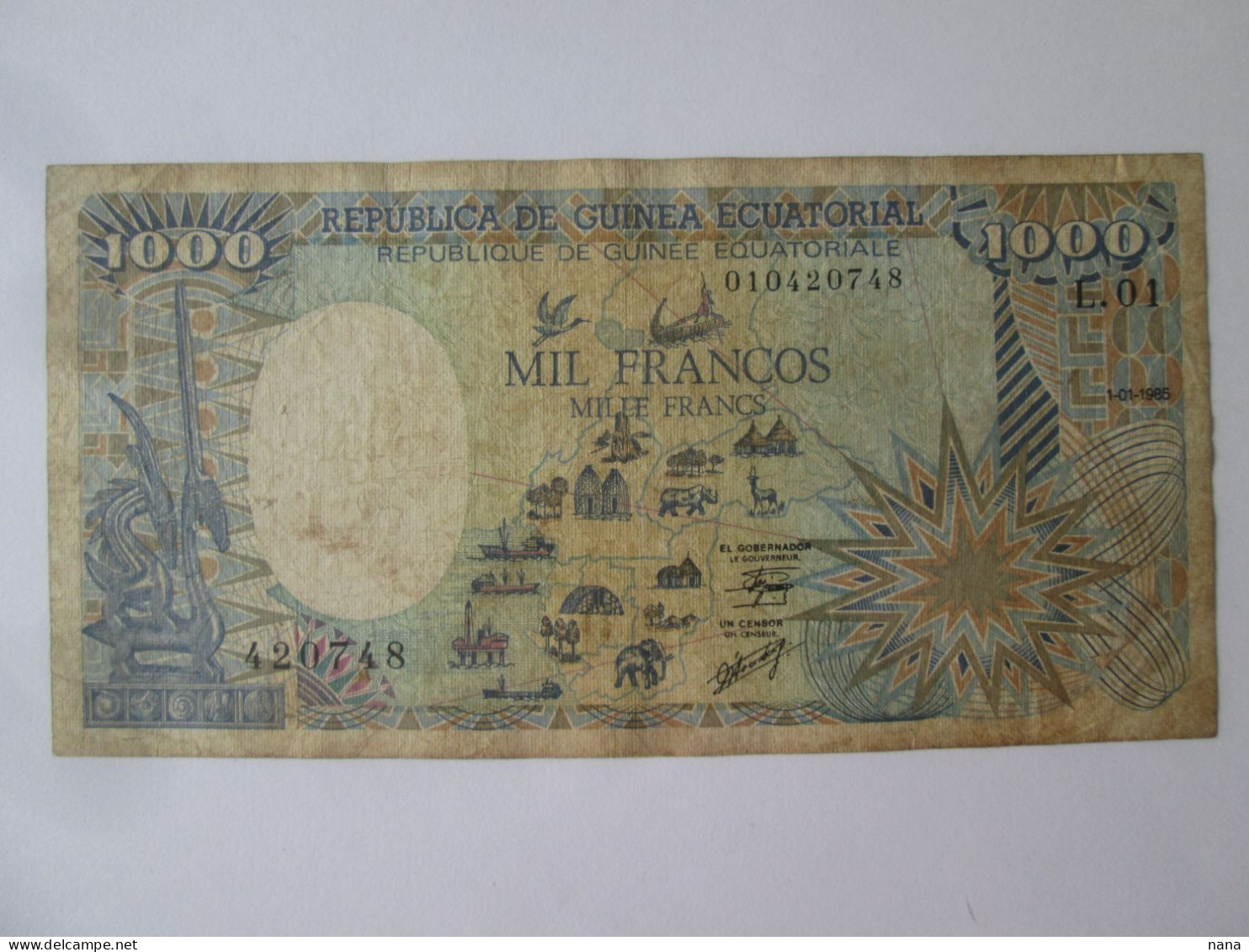 Rare! Equatorial Guinea 1000 Francs 1985 Banknote,see Pictures - Equatorial Guinea