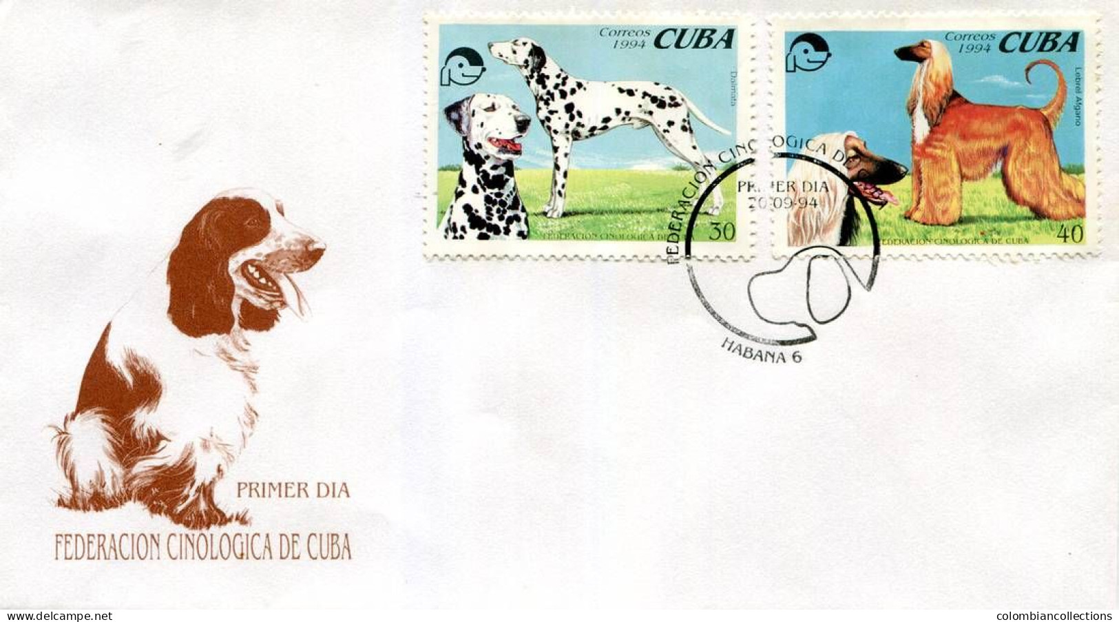 Lote CU1994-3F, Cuba, 1994, 2 SPD-FDC, Federacion Cinologica De Cuba. Perros, Dog - FDC