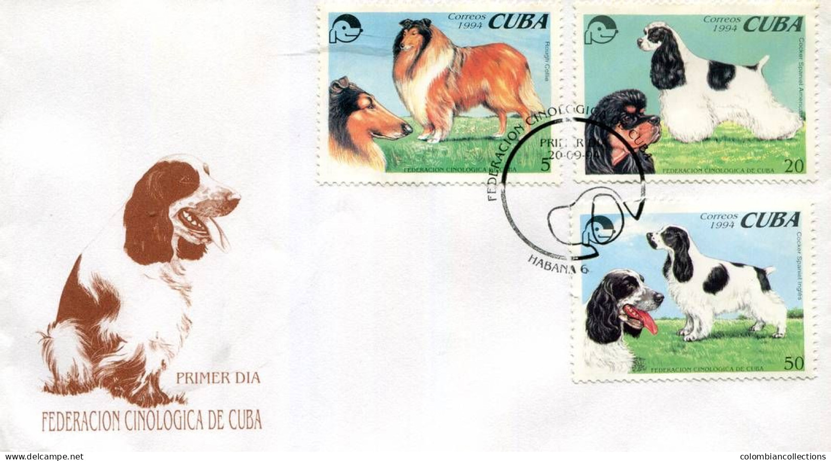 Lote CU1994-3F, Cuba, 1994, 2 SPD-FDC, Federacion Cinologica De Cuba. Perros, Dog - FDC