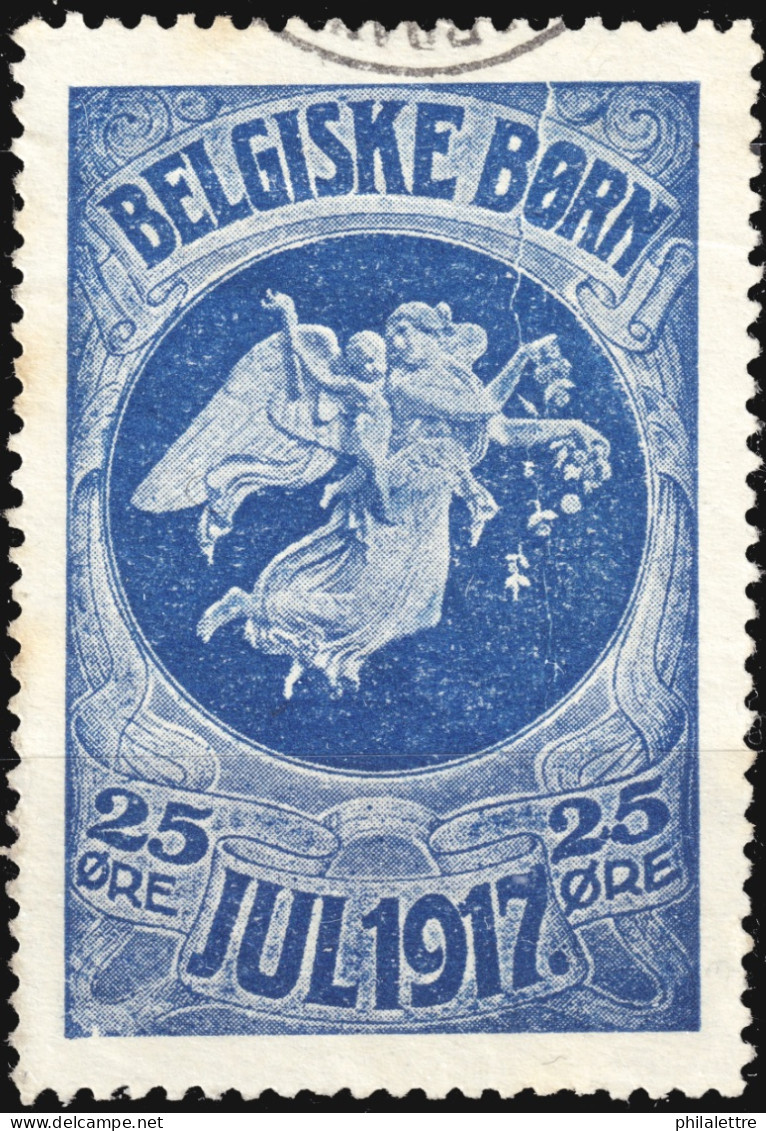 DANEMARK / DENMARK - Christmas 1917 - 25 øre "BELGISKE BØRN" (Belgian Children) Charity Stamp - Fine Used - Kerstmis