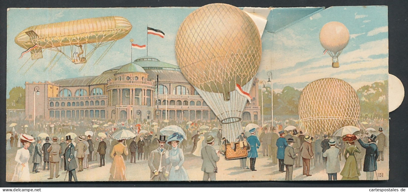 Mechanische-AK Frankfurt A. M., Internationale Luftschiffahrt-Ausstellung 1909, Ballone Und Zeppelin  - Montgolfières