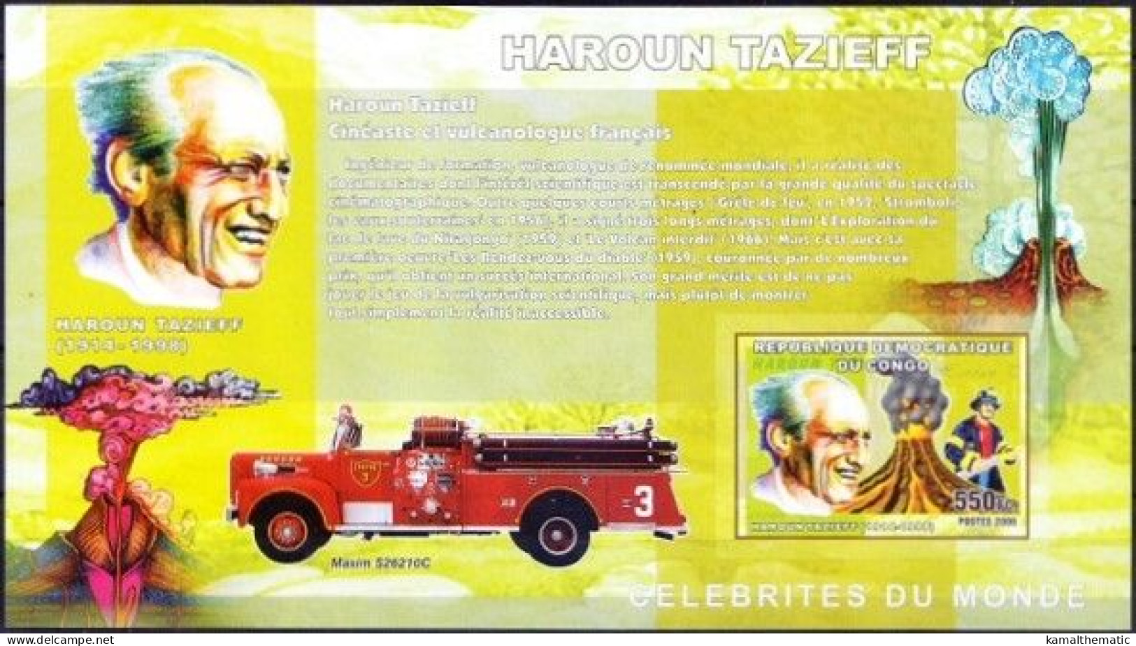 Haroun Tazieff, Naturalist, Volcano, Natural Disaster, Congo 2006 MNH Imperf MS - Volcanes