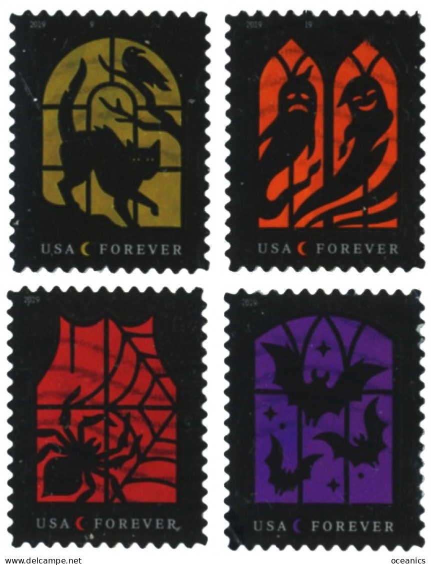 Etats-Unis / United States (Scott No.5420-23 - Spooky Silhouette) (o) Set Of 4 - Gebraucht