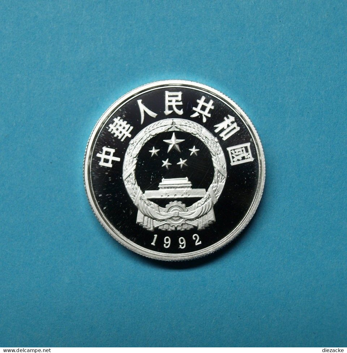 China VR 1992 5 Yuan Koxinga, Zertifikat, Silber PP (Kof6/5 - Cina