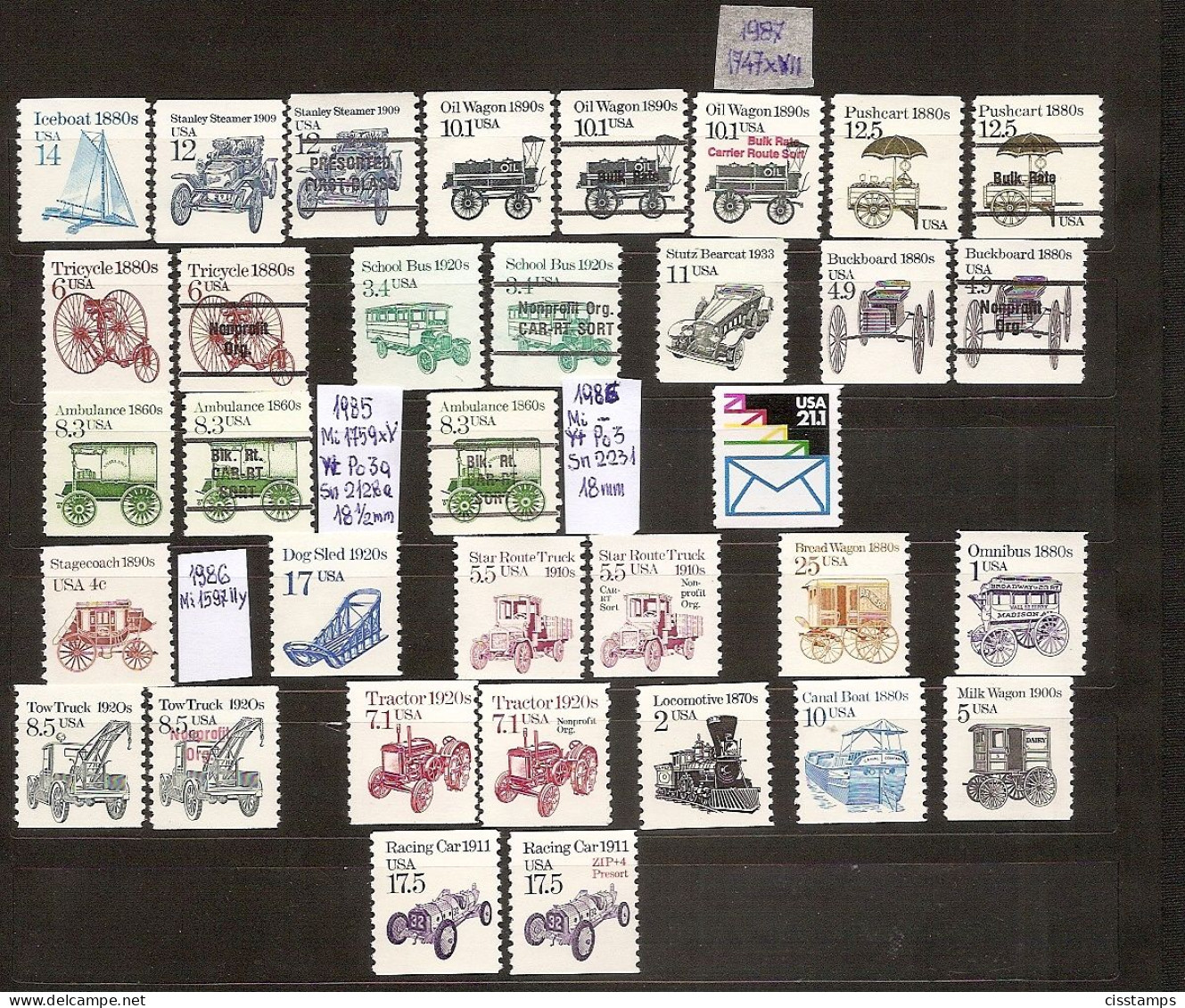 United States 1985 1986 1987●Transportation Issue●MNH - Ungebraucht