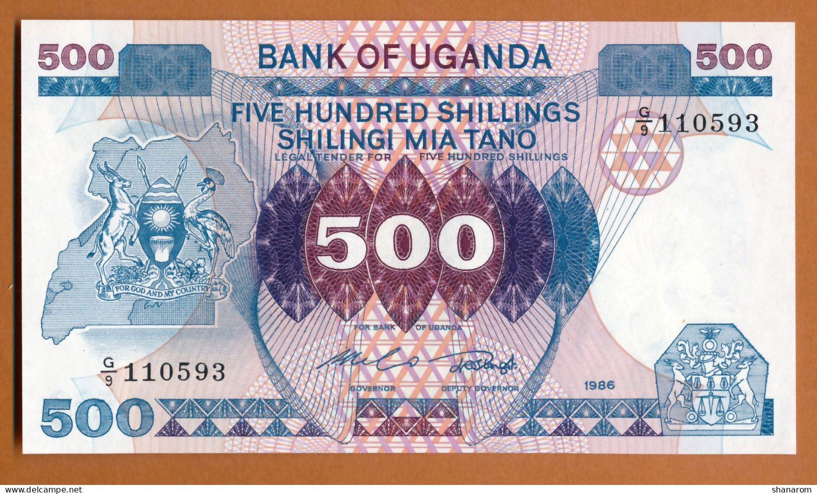 1986 // OUGANDA // FIVE HUNDRED SHILLINGS // SPL - AU - Oeganda