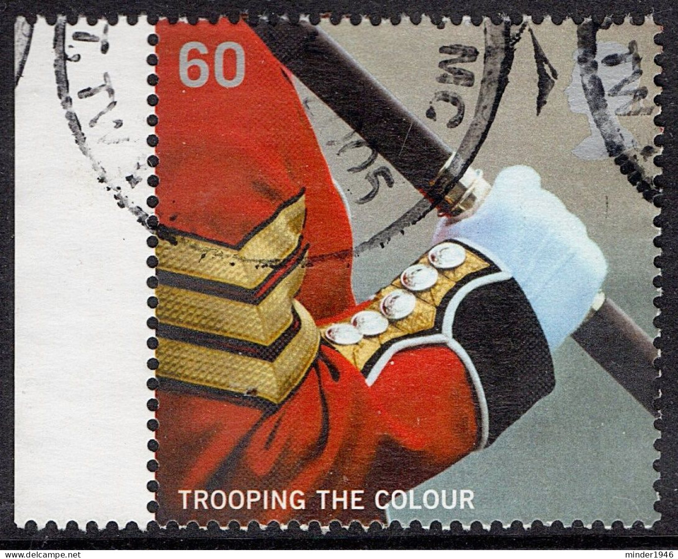 GREAT BRITAIN 2005 QEII 60p Multicoloured, Trooping The Colour-Welsh Guardsman SG2543 FU With Side Gutter - Usati