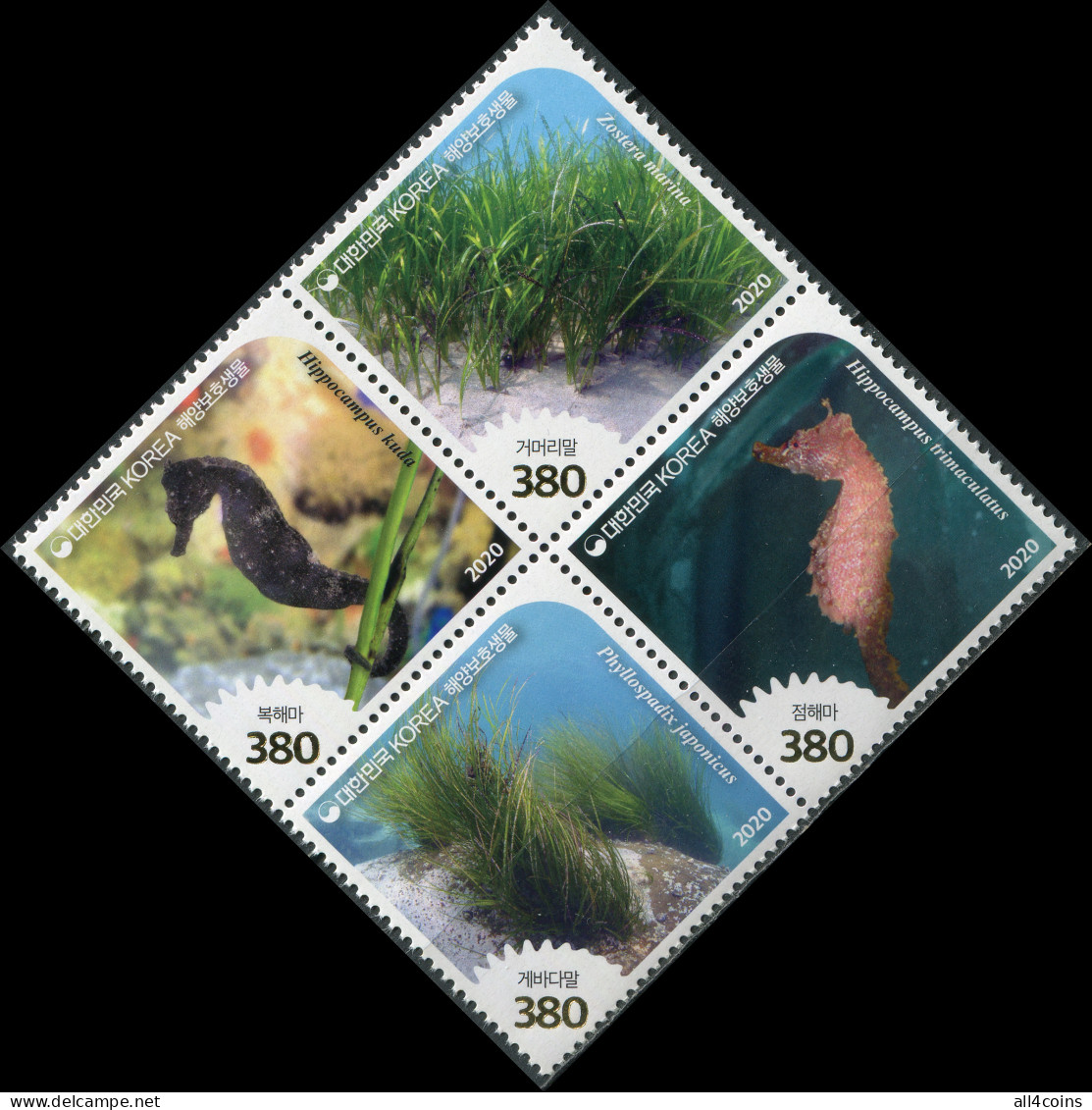 South Korea 2020. Protected Marine Species (MNH OG) Block Of 4 Stamps - Corea Del Sur