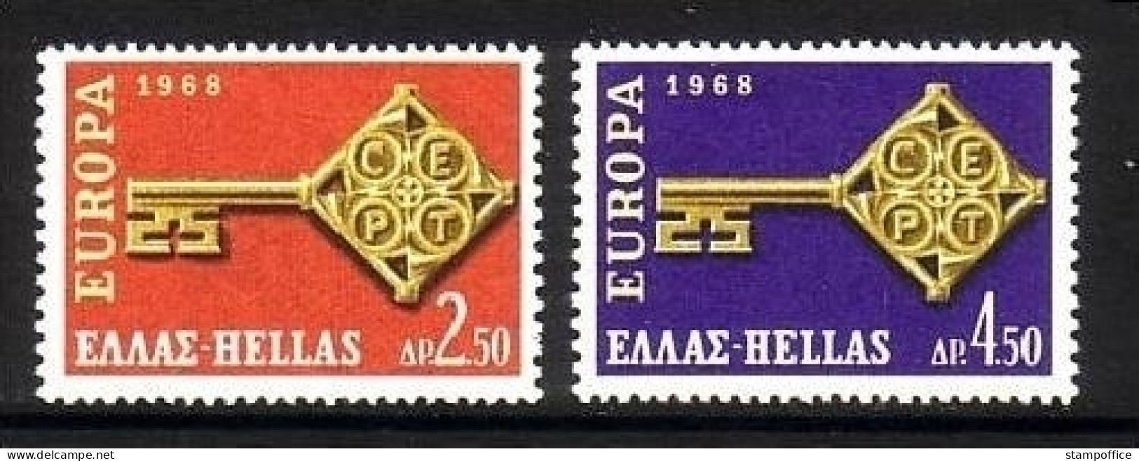 GRIECHENLAND MI-NR. 974-975 POSTFRISCH(MINT) EUROPA 1968 KREUZBARTSCHLÜSSEL - 1968