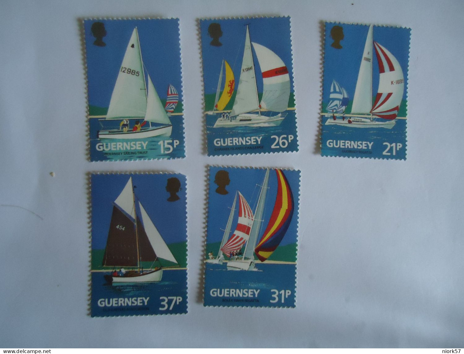 GUERNSEY MNH  STAMPS SET 5 SAILING TRUST BOATS SHIPS 1991 - Barcos