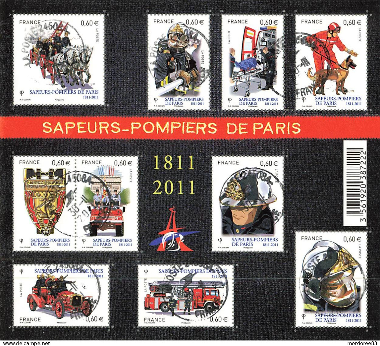 FRANCE 2011 BLOC SAPEURS POMPIERS DE PARIS OBLITERE - F 4582 - Used