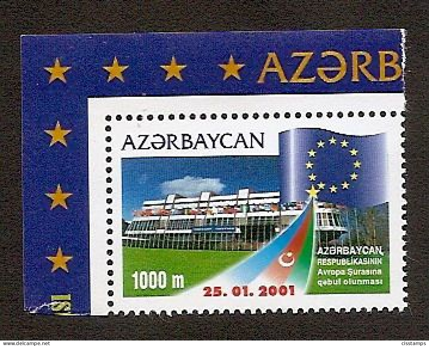 Azerbaijan 2001●Joining Eur. Council●Flag●●Mitglied Der EU●Fahne●Mi496 MNH - Comunità Europea