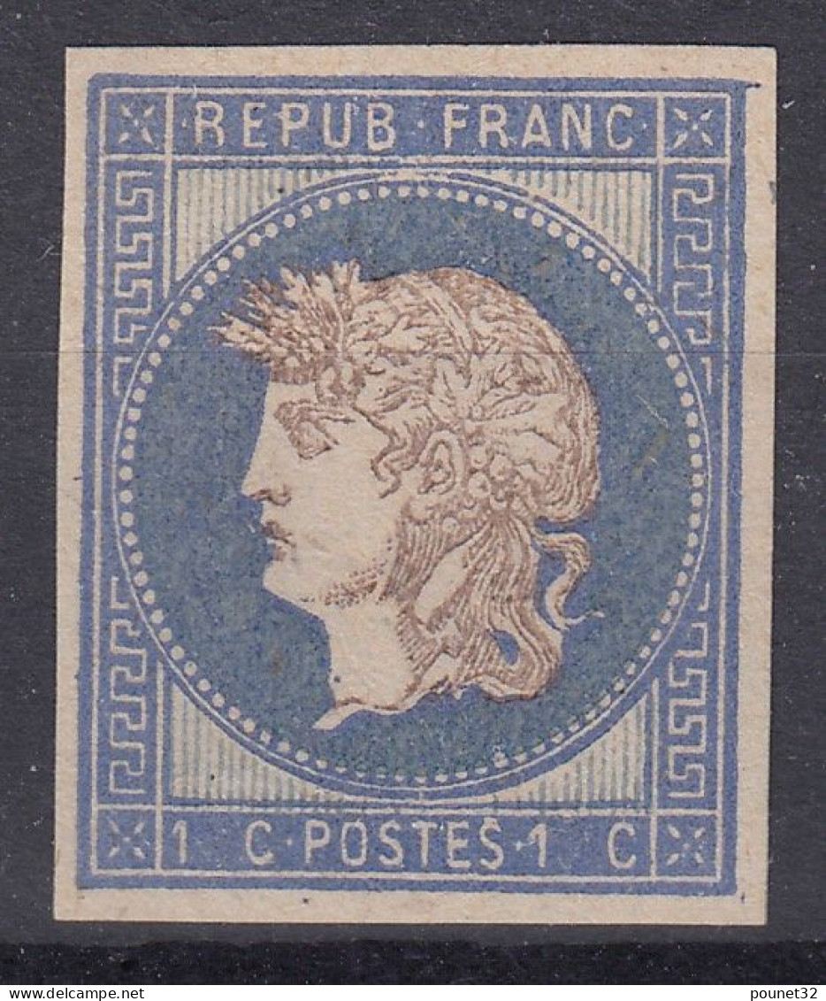 FRANCE 1876 - ESSAI PROJET GAIFFE 1c CADRE BLEU EFFIGIE GRISE NEUF - COTE 310 € - Probedrucke, Nicht Ausgegeben, Experimentelle Vignetten