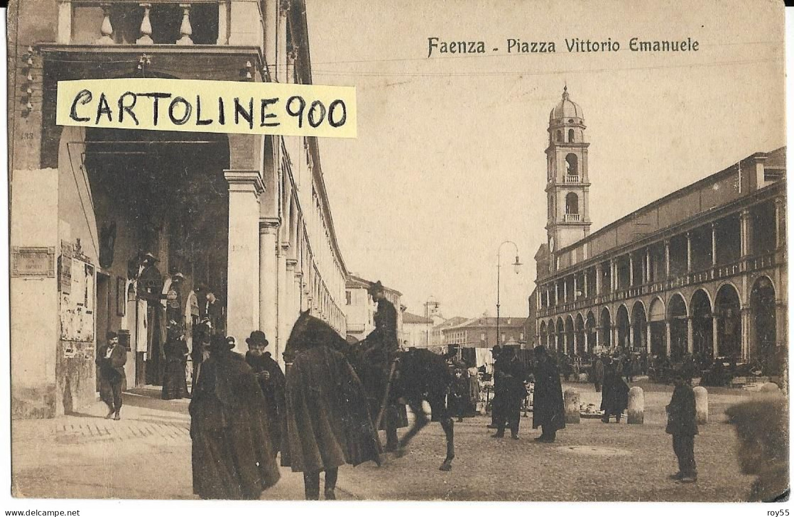 Emilia Romagna-faenza Piazza Vittorio Emanuele Animatissima Affollata Veduta Piazza Primi 900 (f.picc./v.retro) - Faenza