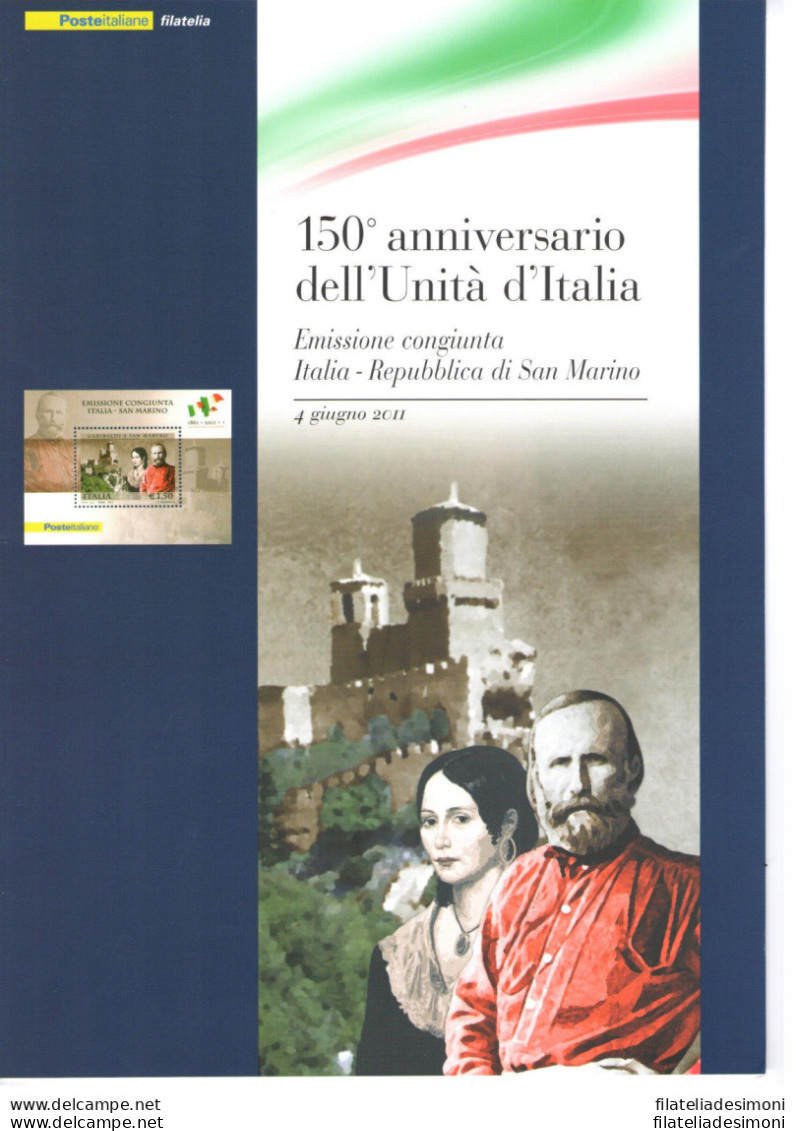 2011 Italia - Repubblica, Folder 150. Unità D'italia Emis.Congiunta Italia/RSM N272 MNH** - Pochettes