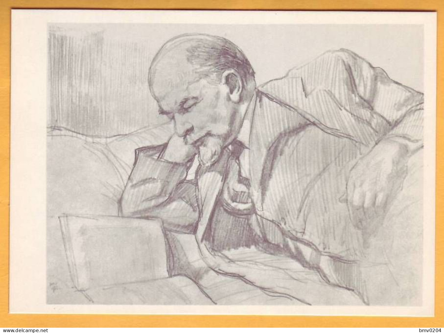 1969 RUSSIA RUSSIE USSR URSS  Postcard Lenin Is Reading A Newspaper. Artist Zhukov. - Russia