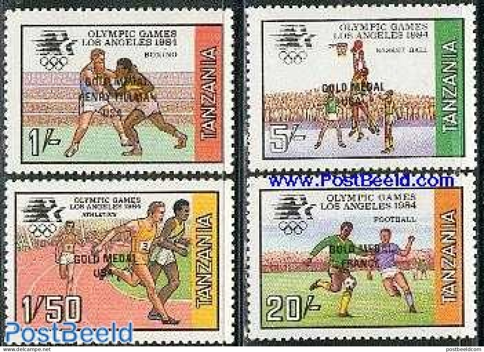 Tanzania 1985 Olympic Winners 4v, Mint NH, Sport - Basketball - Boxing - Football - Olympic Games - Sport (other And M.. - Baloncesto