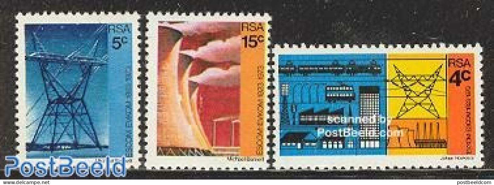 South Africa 1973 Electricity 3v, Mint NH, Science - Transport - Energy - Railways - Neufs
