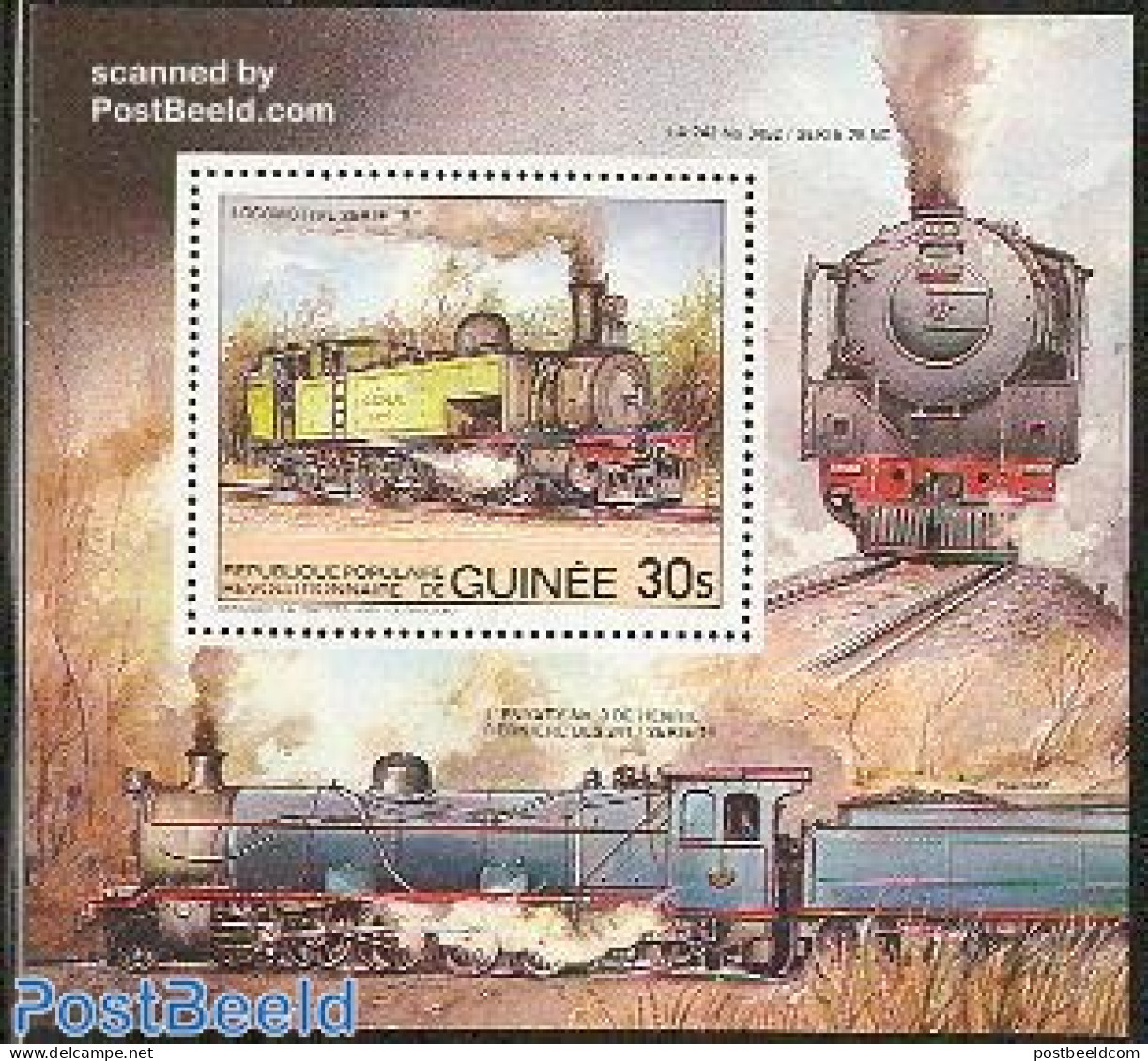 Guinea, Republic 1984 Locomotive S/s, Mint NH, Transport - Railways - Trenes