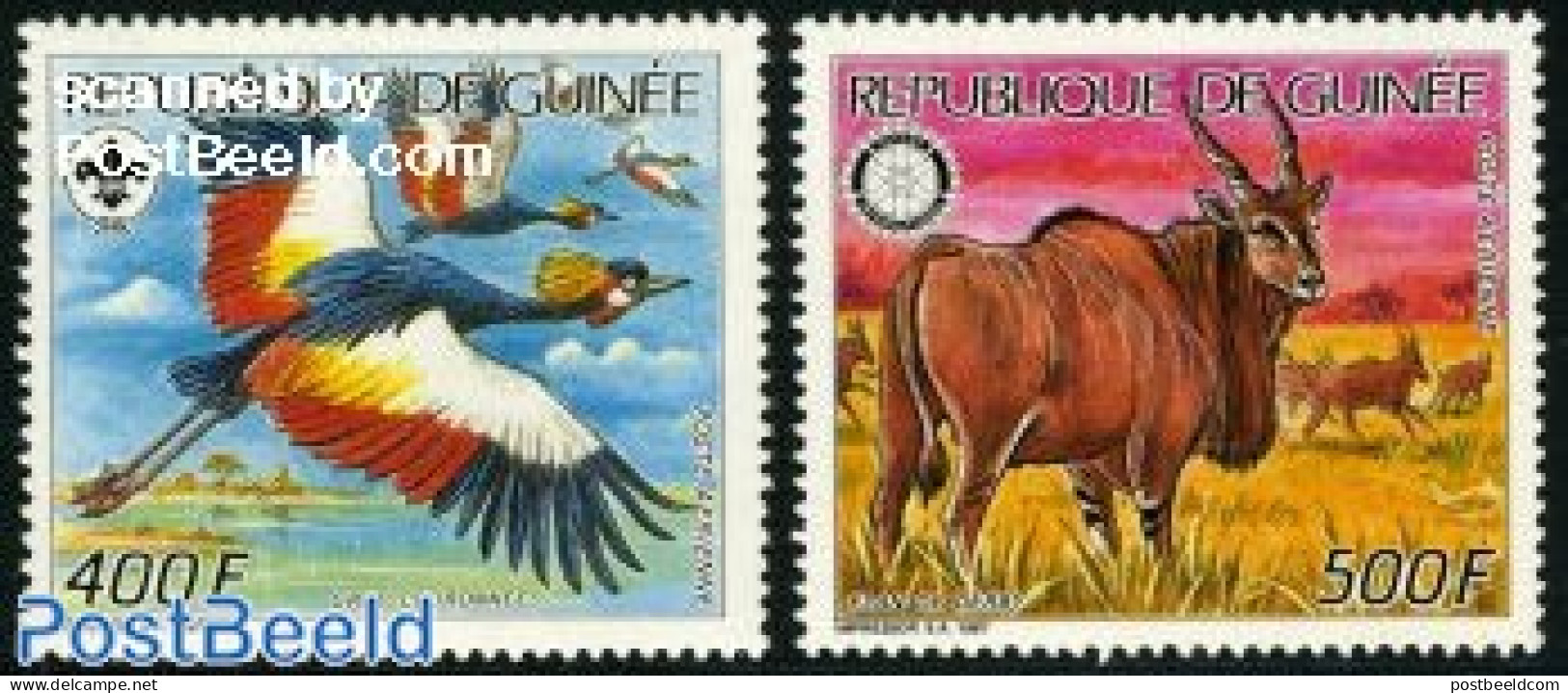 Guinea, Republic 1987 Animal Protection 2v, Mint NH, Nature - Sport - Various - Animals (others & Mixed) - Birds - Sco.. - Rotary, Lions Club