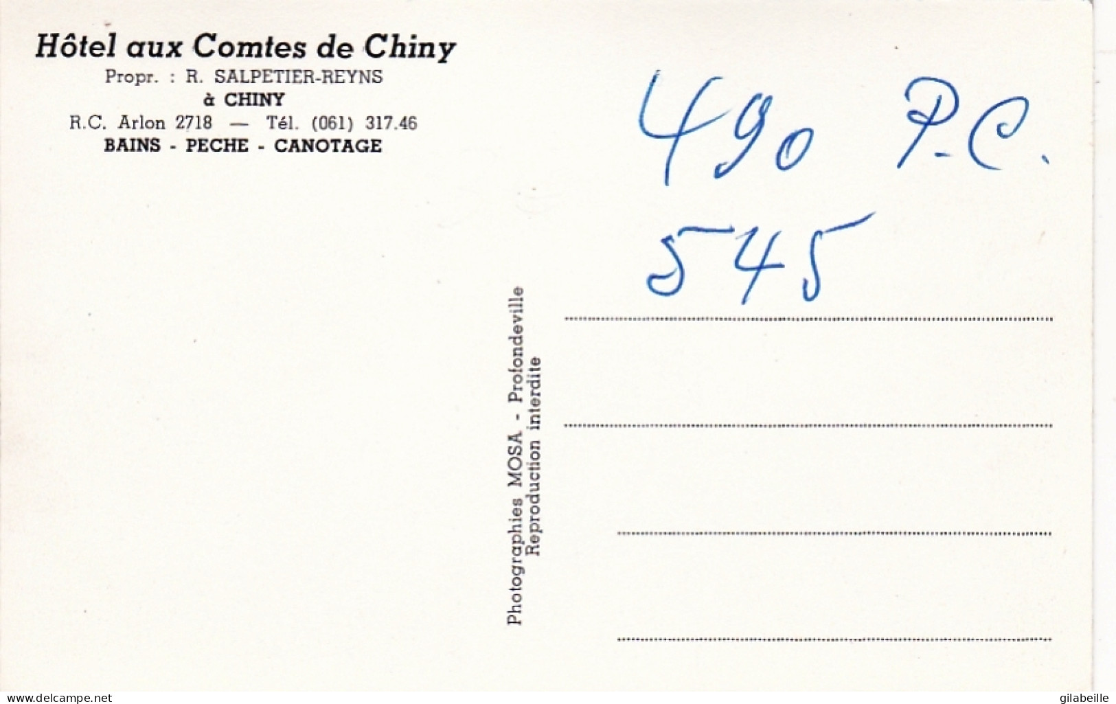 CHINY -  Hotel "aux Comtes De Chiny" - Chiny