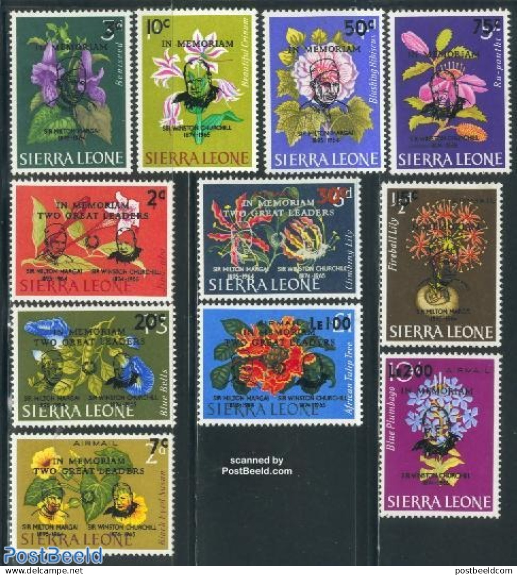 Sierra Leone 1965 Winston Churchill 11v, Mint NH, History - Nature - Churchill - Flowers & Plants - Sir Winston Churchill