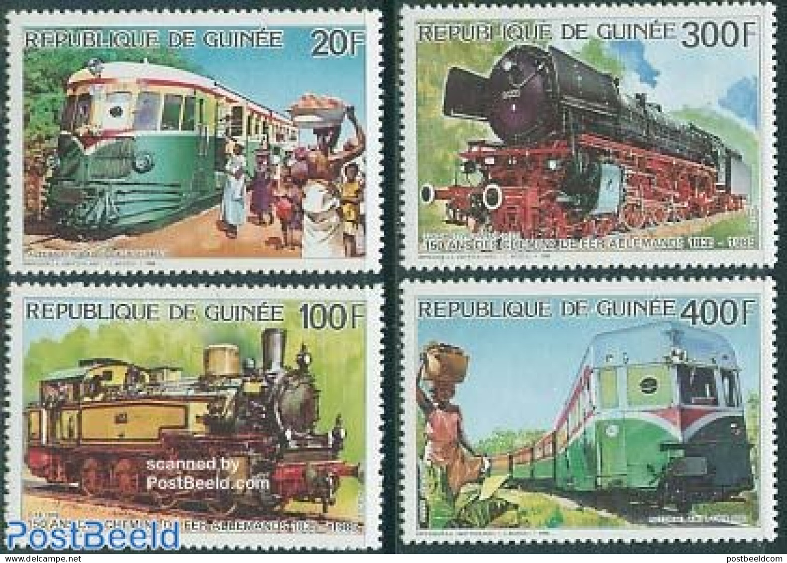 Guinea, Republic 1986 150 Years German Railways 4v, Mint NH, Transport - Railways - Trenes