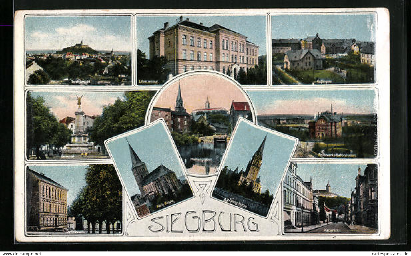 AK Siegburg, Denkmal, Lehrer-Seminar, Gefängnis, Feuerwerks-Laboratorium, Mühlengraben Und Kirchen  - Siegburg