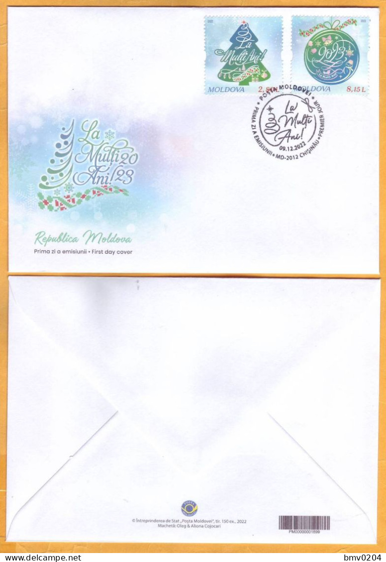 2022 2023 Moldova Moldavie FDC Happy New Year! - Año Nuevo