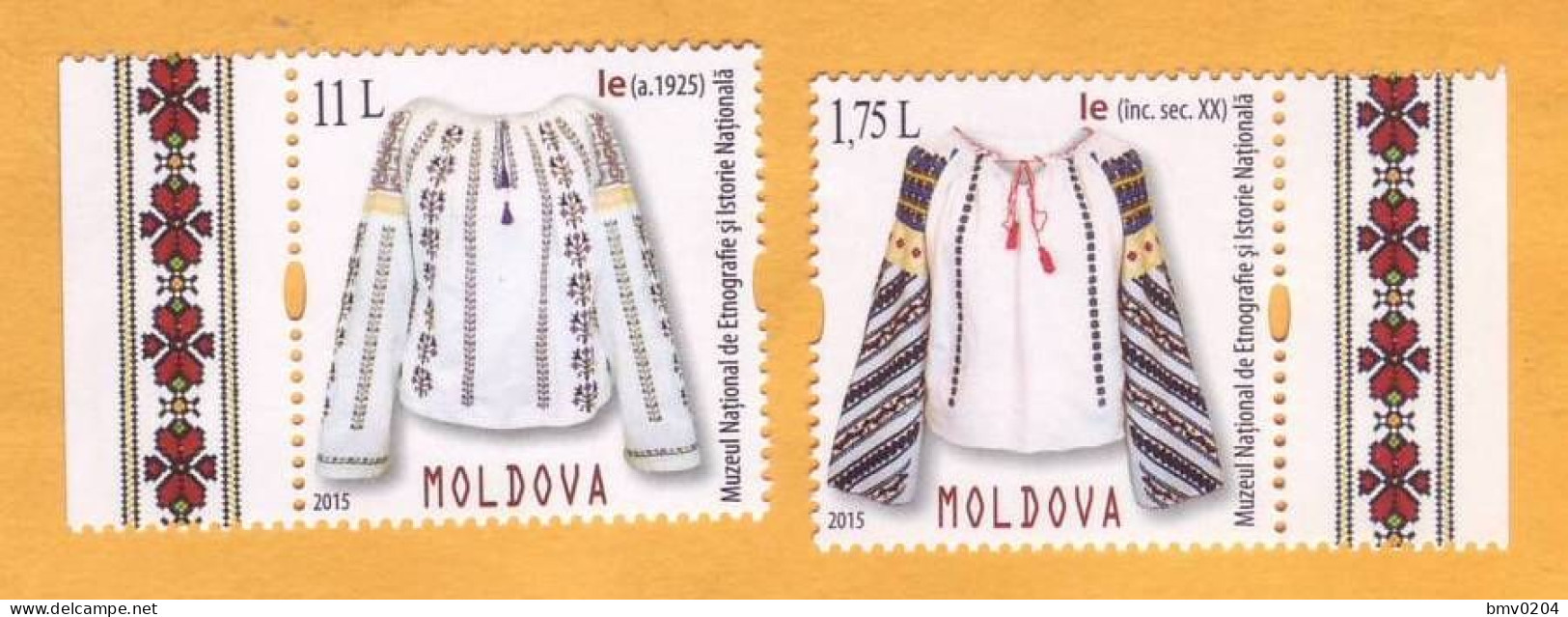 2015 Moldova Moldavie  National Clothes. Embroidery  2v Mint - Textil