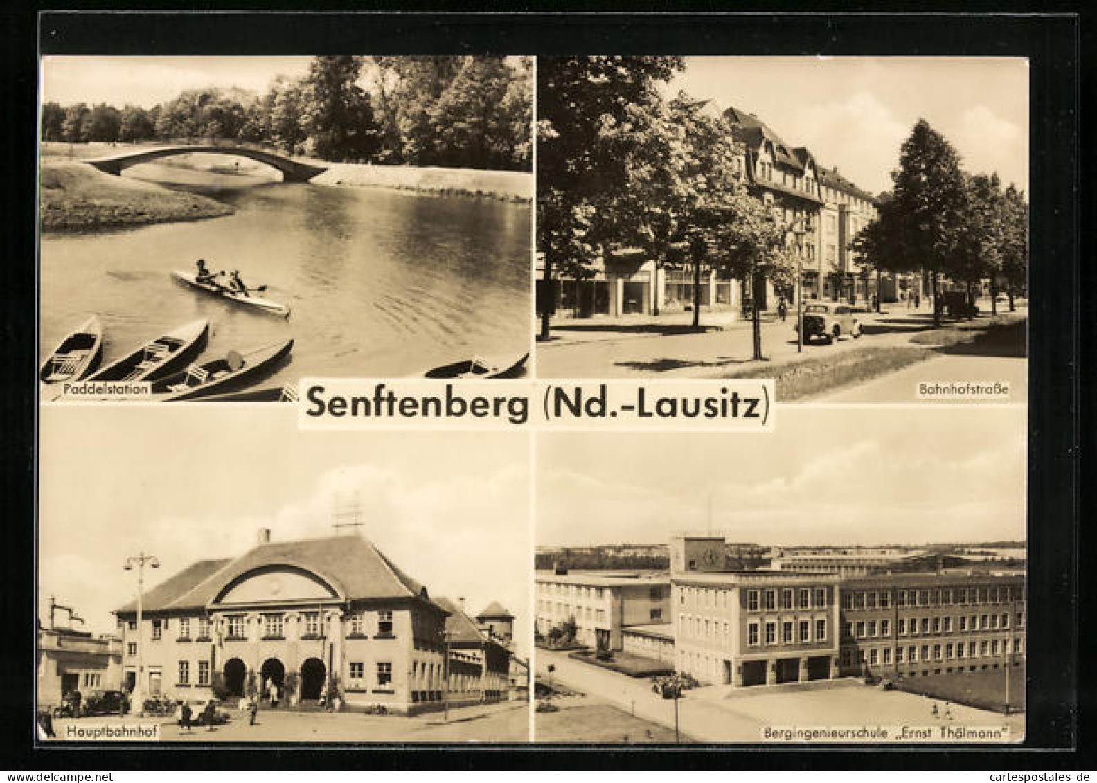 AK Senftenberg I. Nd.-Lausitz, Paddelstation, Bahnhofstrasse, Hauptbahnhof  - Senftenberg