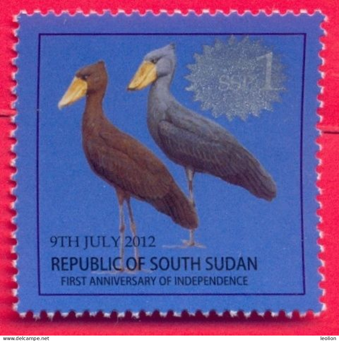 SOUTH SUDAN Surcharged Overprint ERROR No Face Value On 1 SSP Birds Of The 2nd Set SOUDAN Du Sud Südsudan - Zuid-Soedan