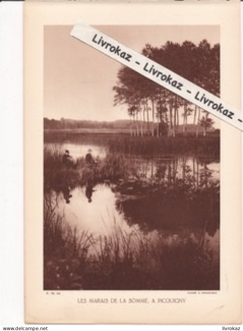 Le Marais De La Somme à Picquigny (Somme), Photo Sépia Extraite D'un Livre Paru En 1933, Pêche, Pêcheurs - Ohne Zuordnung