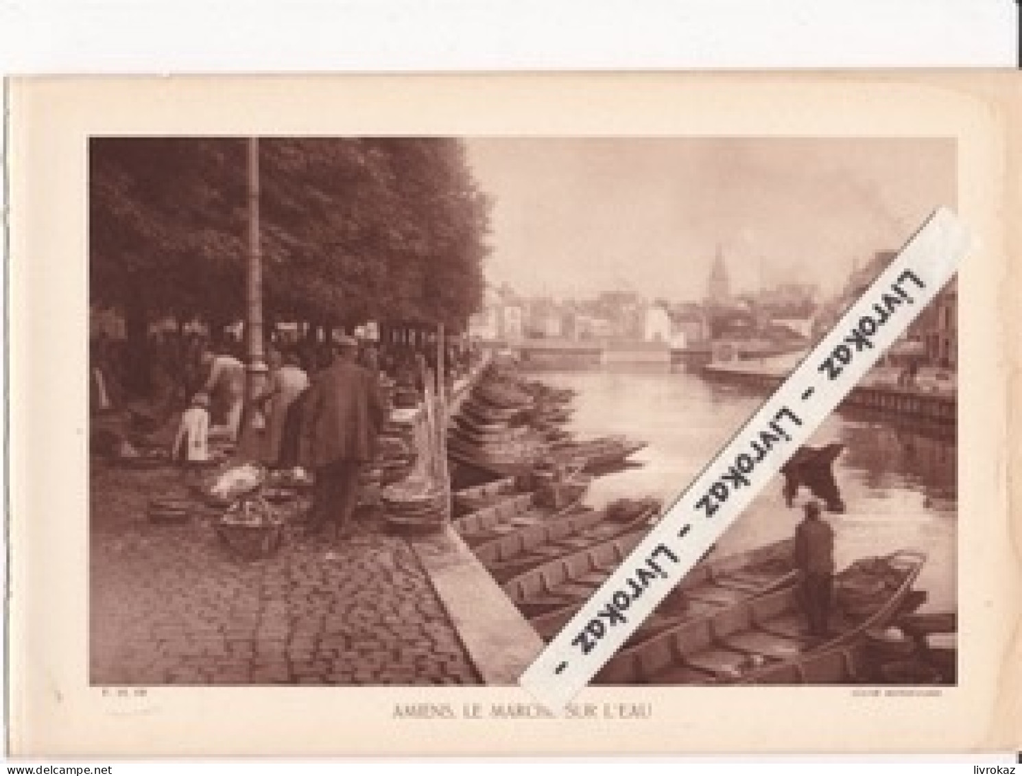 Amiens (Somme) Le Marché Sur L'eau, Photo Sépia Extraite D'un Livre Paru En 1933 - Non Classés