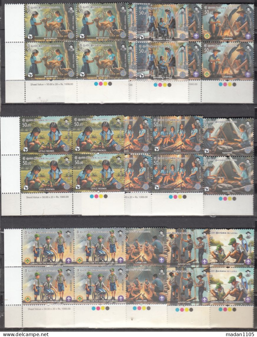 SRI LANKA,  2024, Scouting, Scouts, Girl Guiding, Guide, Set 10 V, Blocks Of 4, Traffic Lights,    MNH, (**) - Sri Lanka (Ceylan) (1948-...)