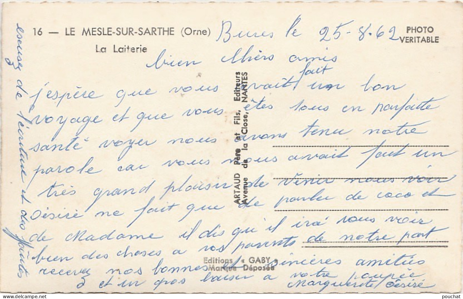 Q22-61) LE MESLE SUR SARTHE  (ORNE) LA LAITERIE - (CORRESPONDANCE AU DOS DU 25/8/1962 - 2 SCANS) - Le Mêle-sur-Sarthe