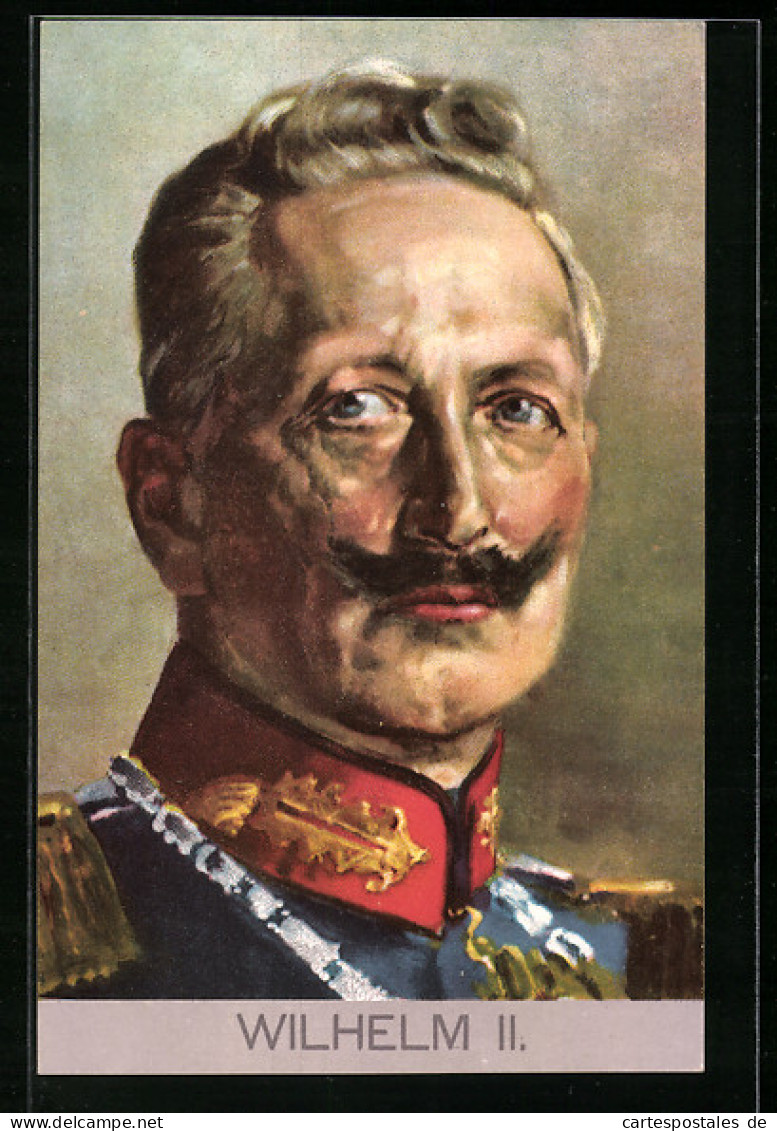 Künstler-AK Portrait Von Kaiser Wilhelm II. Mit Grimmigem Blick  - Königshäuser