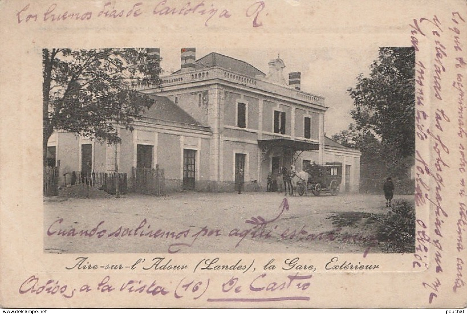 R12-40) AIRE SUR ADOUR (LANDES) LA GARE - EXTERIEUR - (ANIMEE - CALECHE - 2 SCANS) - Aire