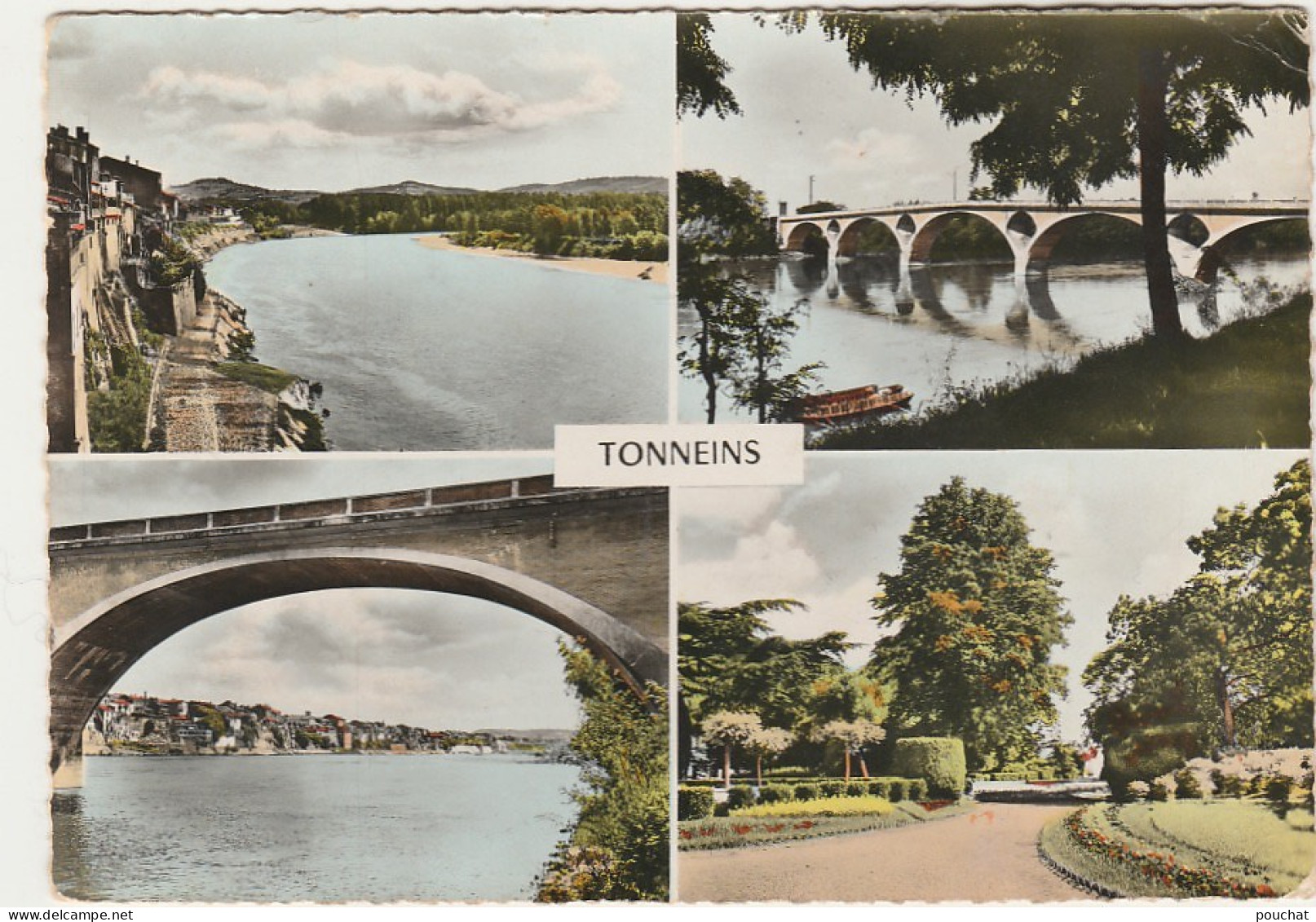 47) Tonneins - La Garonne Et Les Côteaux , Pont Sur La Garonne , Bords De La Garonne ,  Jardin Public - 1962 - 2 Scans - Tonneins