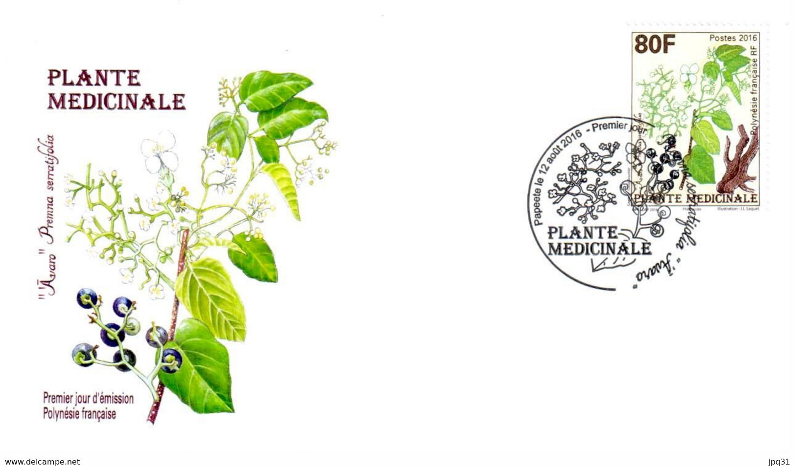 FDC Plante Médicinale Avaro - Papeete 12/08/2016 - FDC