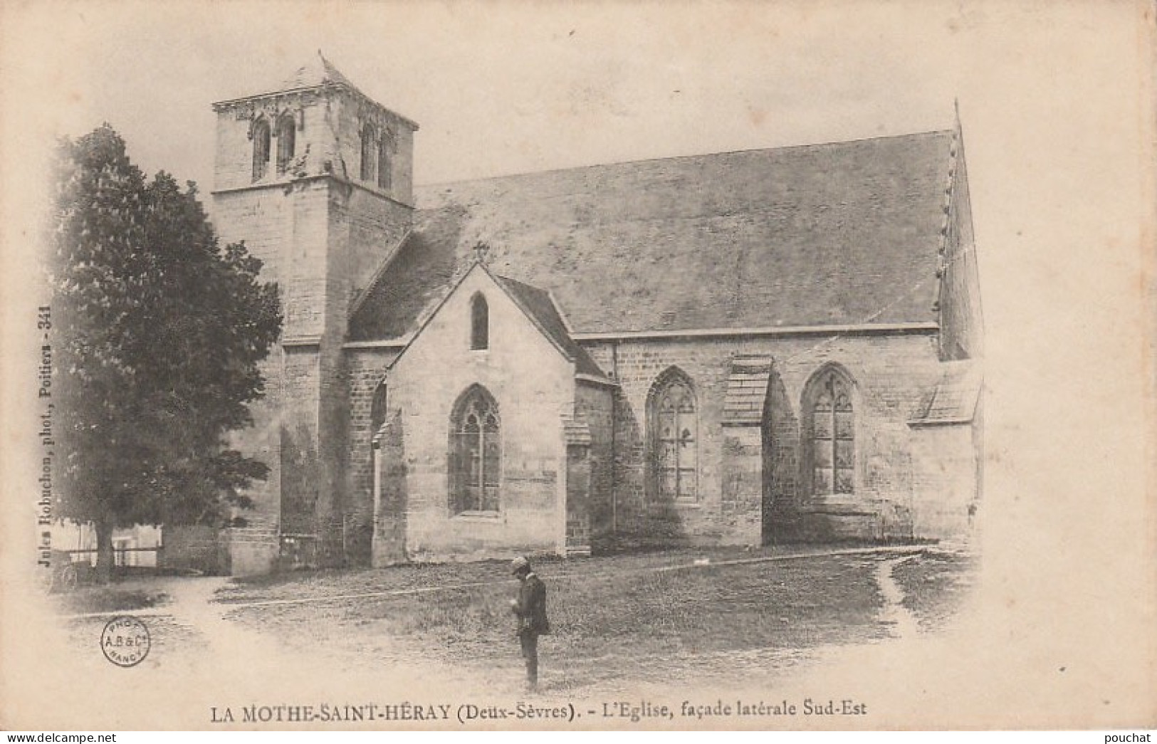 S5-79) LA MOTHE SAINT HERAY (DEUX SEVRES) L' EGLISE - FACADE LATERALE SUD EST - ( ANIMEE - 2 SCANS ) - La Mothe Saint Heray