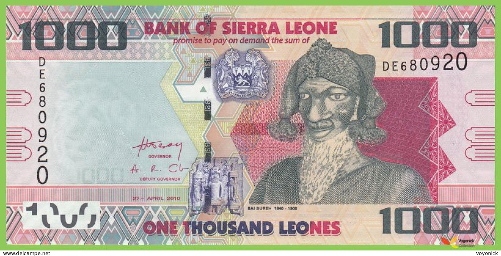 Voyo SIERRA LEONE 1000 Leones 2010 P30a B125a DE UNC - Sierra Leone