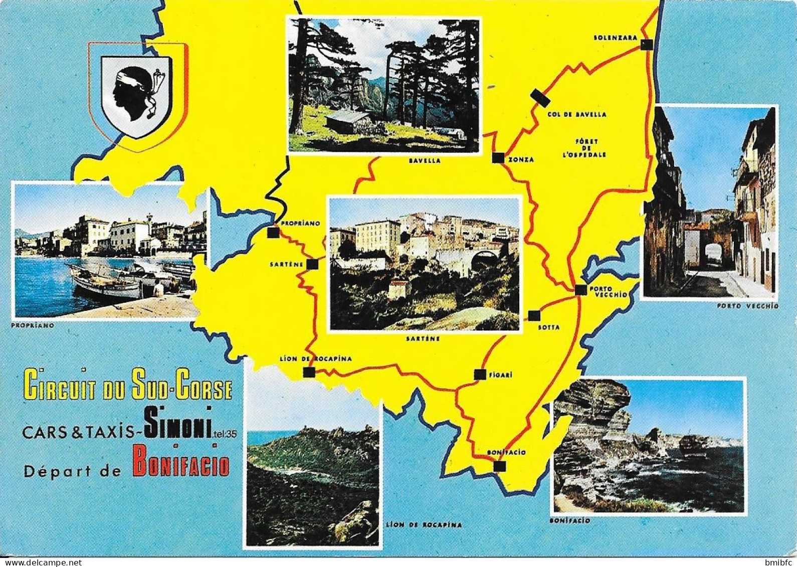 Circuit Du Sud-Corse - CARS & TAXIS - SIMONI - Tel 35  - Départ De Bonifacio - Corse