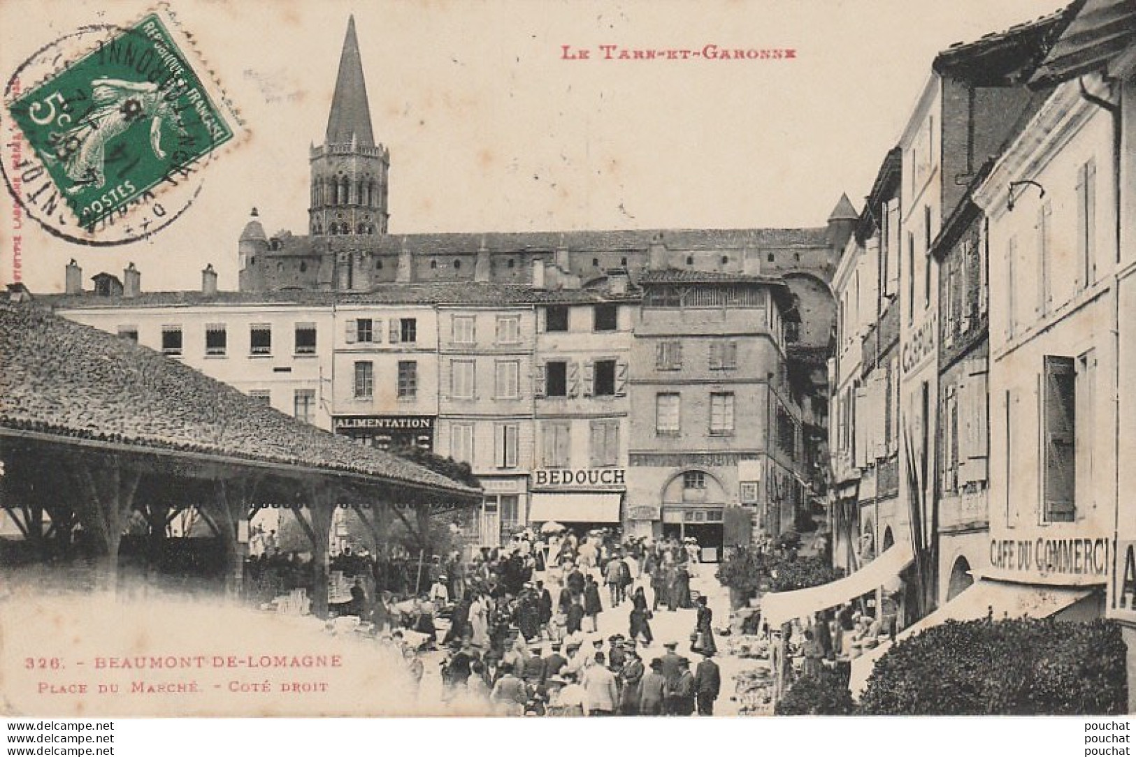 H19-82) BEAUMONT DE LOMAGNE (TARN ET GARONNE)  PLACE DU MARCHE - COTE DROIT - (TRES ANIMEE - JOUR DE MARCHE) - Beaumont De Lomagne