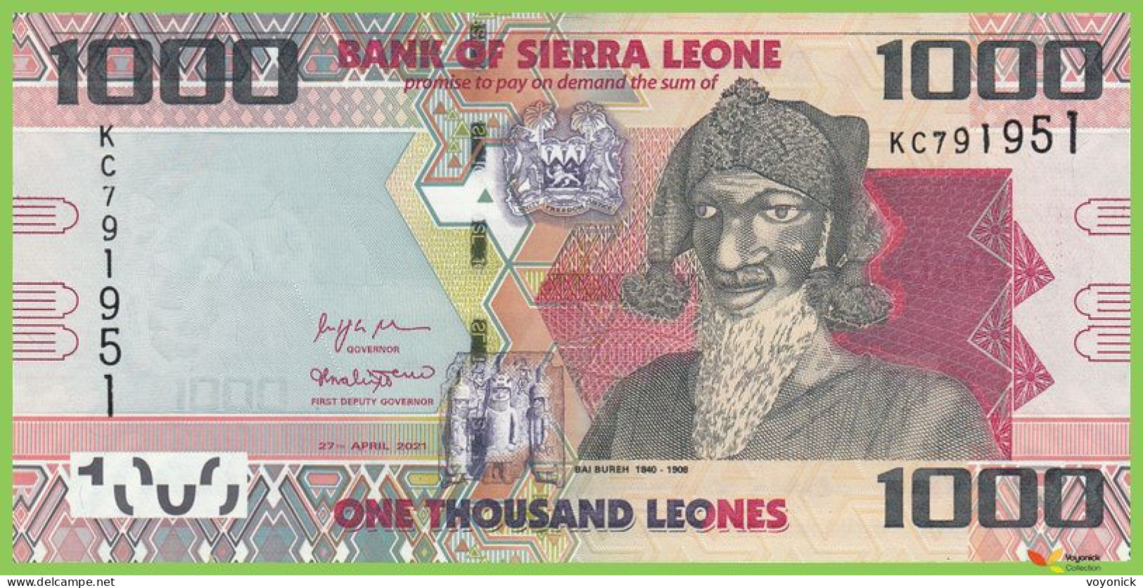 Voyo SIERRA LEONE 1000 Leones 2021 P30f B125f KC UNC - Sierra Leone