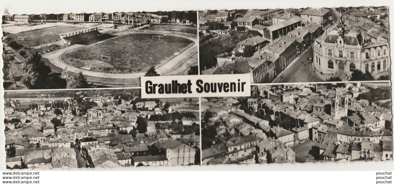 GRAULHET (TARN) EN AVION AU DESSUS DE - STADE MUNICIPAL DES CRINS - CAISSE D'EPARGNE- RUE ST PROJET - PLACE MERCADIAL  - Graulhet