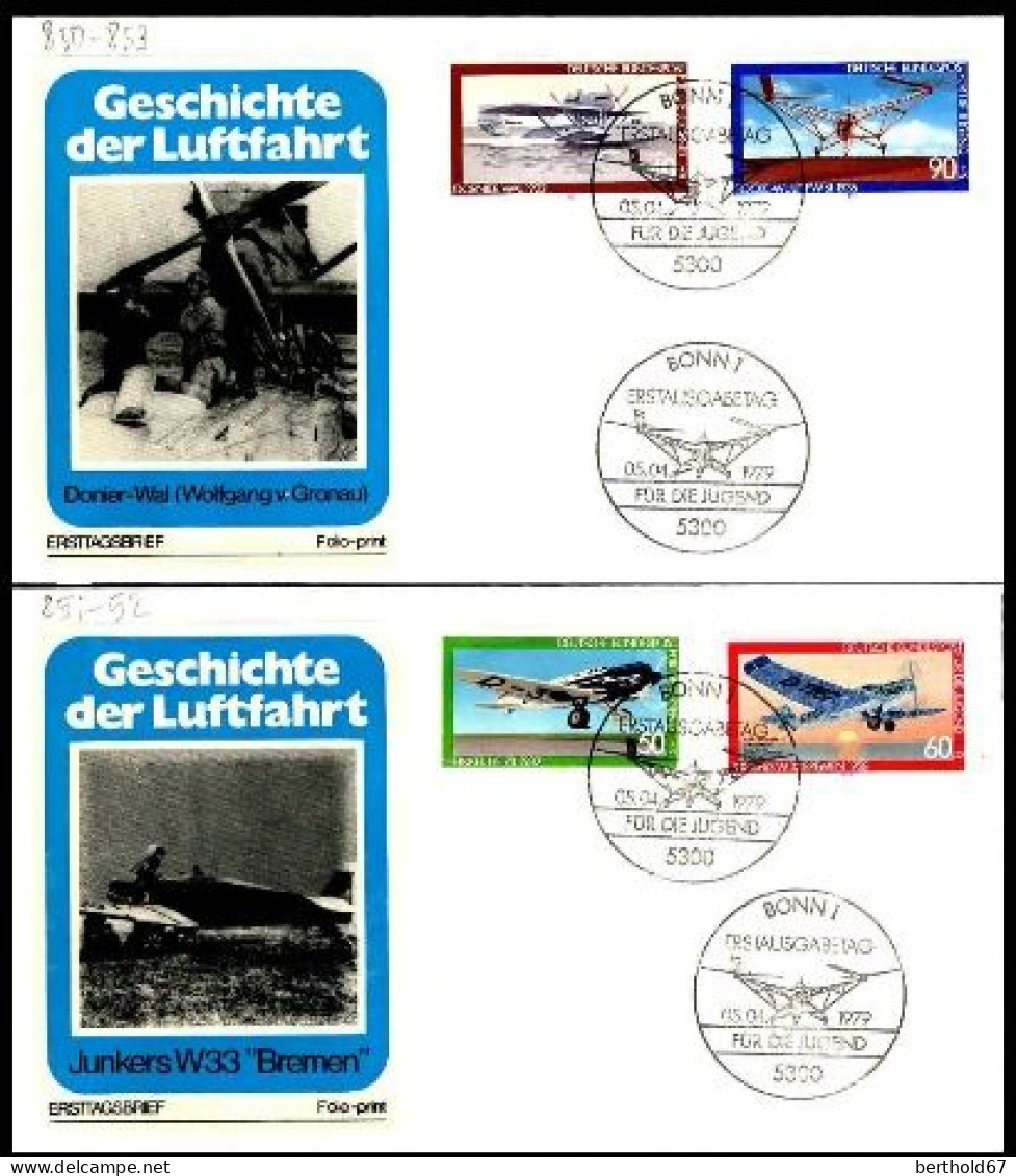 RFA Poste Obl Yv: 850/853 Für Die Jugend Avions (TB Cachet à Date) Fdc Bonn 5-4-79 - 1971-1980