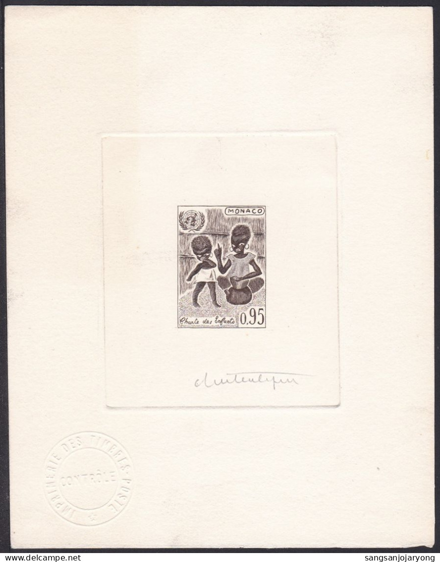 Monaco Sc534 UN Children’s Charter, African Mother And Child, Signed Die Proof, Epreuve - VN