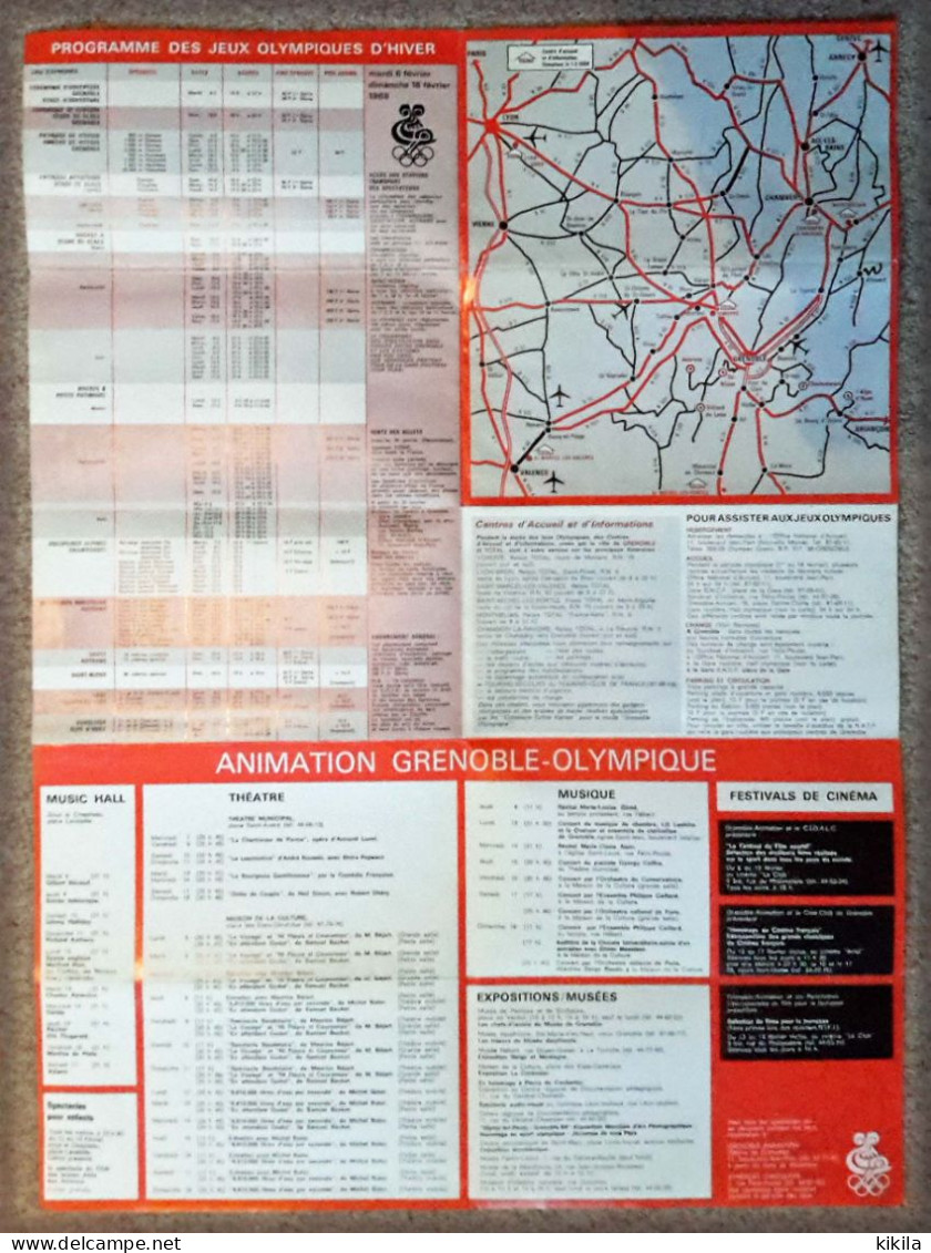 Grenoble Ville Olympique Dépliant Officiel 5 Volets Xèmes Jeux D'Hiver GRENOBLE 1968 Olympic Games 68 Plan De La Ville* - Other & Unclassified